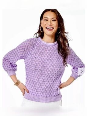 Lilly Pulitzer‎ Corabelle Wool-Blend Sweater, Purple Iris Honeycomb, Size L